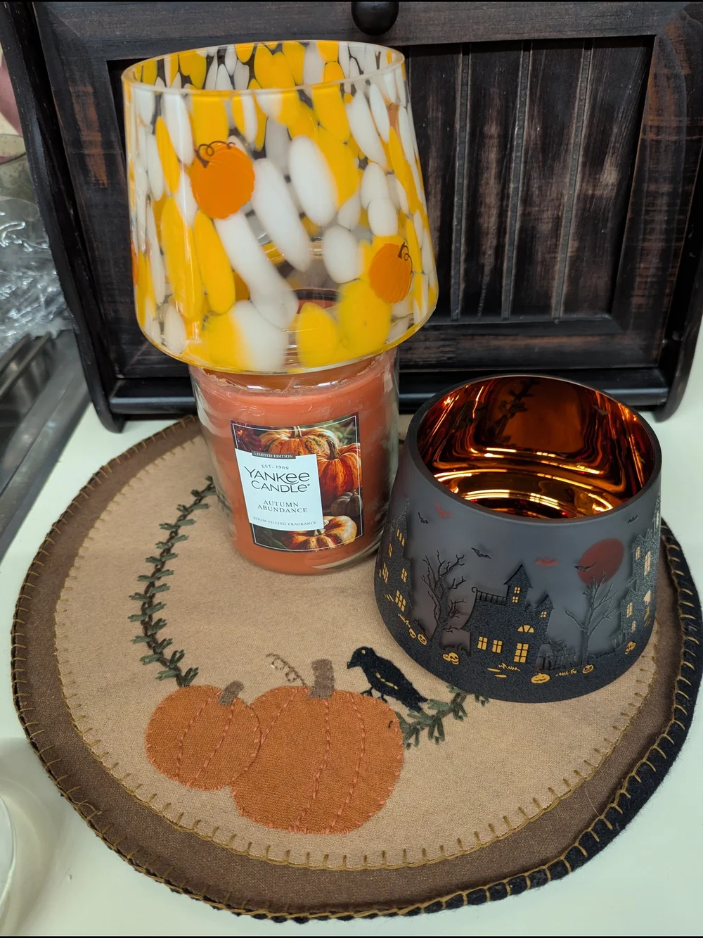 Yankee Candle Flicker Halloween House Glass Shade Topper fits  Single Wick Jar